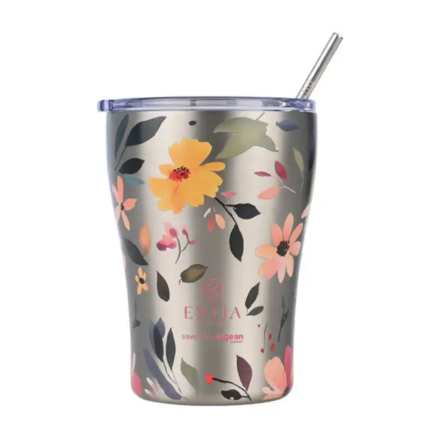 Estia® Coffee Mug Botanic Ποτήρι Θερμός Ανοξείδωτο BPA Free 350ml- Silver
