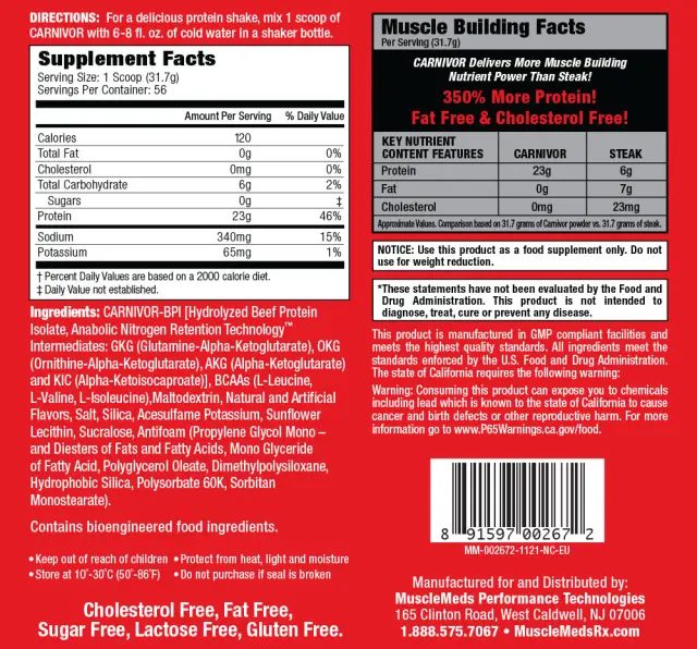MuscleMeds Carnivor™ 100% Beef Protein Vanilla Caramel, 56 Servings 2