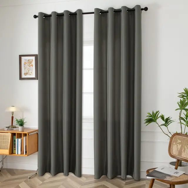 Beauty Home Κουρτίνα μεσαίας σκίασης με 8 μεταλλικούς κρίκους Effect Art 8443 140x270 Ανθρακί 2