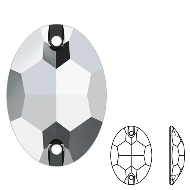 Swarovski 3210 Sew-On Oval Crystal Light Chrome 10x7mm - 2τεμ