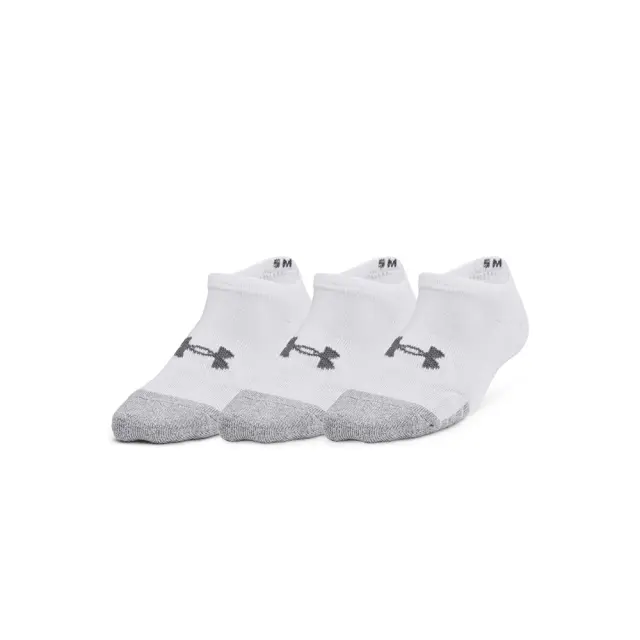Under Armour Youth Unisex Heatgear 3 Pack No Show Socks Άσπρο 1375584-100 (Under Armour) - Medium