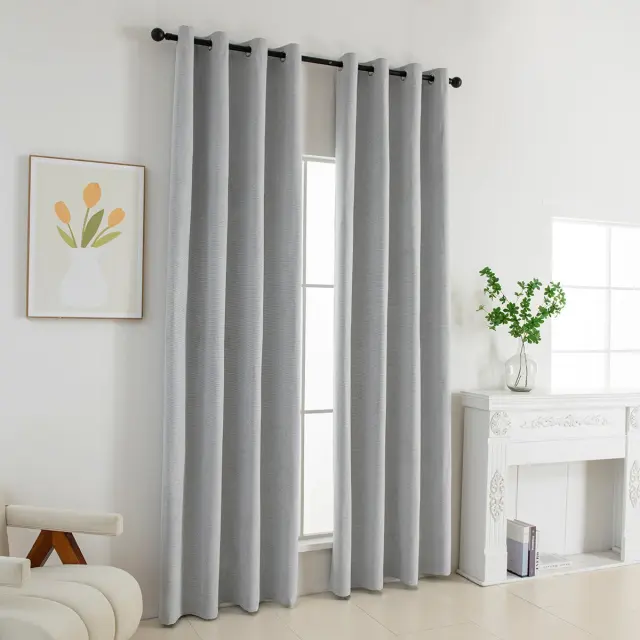 Beauty Home Κουρτίνα Full Blackout σκίασης με 8 κρίκους Elite Art 8392 Silver-Νο4 140x270 Γκρι 2