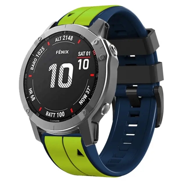 Dual Color Λουράκι για Garmin Fenix 5/6/6 Pro/7/8/9 (47mm)-Lime/Blue OEM