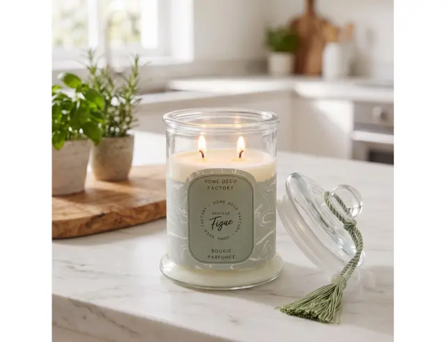 Αρωματικό κερί Home Deco Factory με διάρκεια καύσης 80 ώρες, άρωμα Figue και διαστάσεις 13.2x23.5cm BO5578