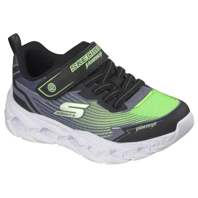 Skechers S Lights Vortex 3.0 (PS) (400590LC-BKLM) - Μαύρο-Λαχανί 2