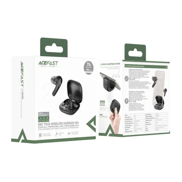 Wireless Hands Free Acefast W4 v5.4 350mAh TWS ENC AI-Μείωση Θορύβου IPX4 με Ultra-thin Θήκη Φόρτισης/Βάση Στήριξης Μαύρα 2