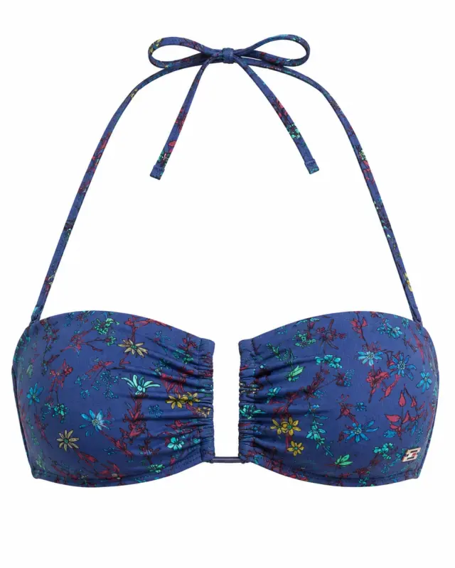 Tommy Hilfiger Γυναικείο top Μαγιό Bandeau με Floral Print Navy - M