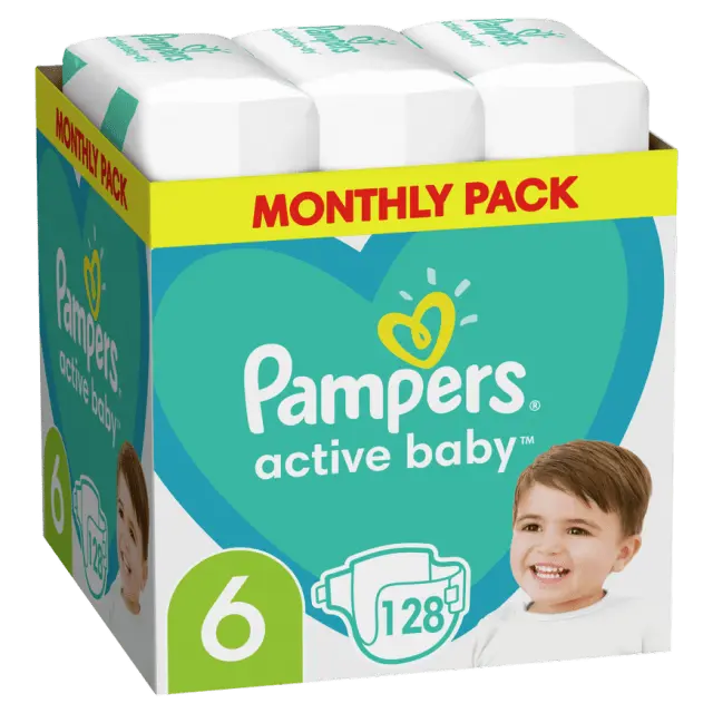Pampers Active Baby No6 Monthly Pack (13-18 kg) Πάνες, 128τεμ