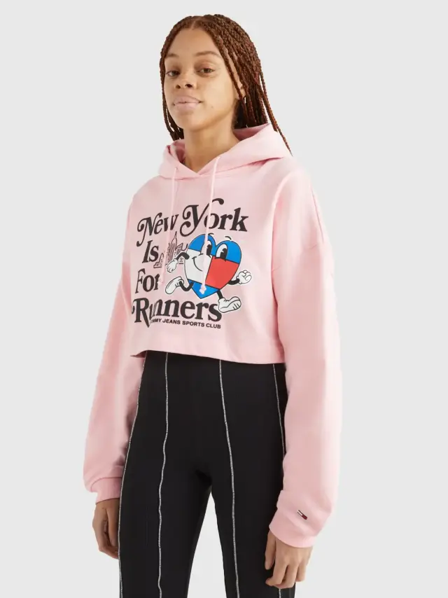 Tommy Hilfiger - Cropped Γυναικείο Φούτερ με Κουκούλα DW0DW14872-TG0 Ροζ - L 3