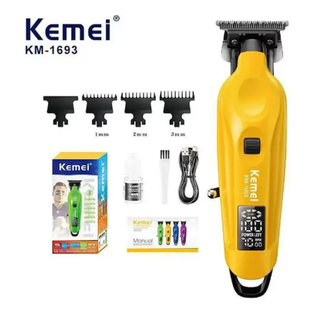 Kemei Επαναφορτιζόμενη Κουρευτική Μηχανή Κίτρινη KM-1693 2