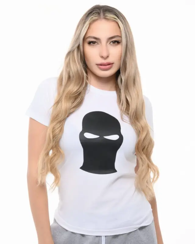 Ghetto Black Mask White T-Shirt Women’s | Somewhere We Belong