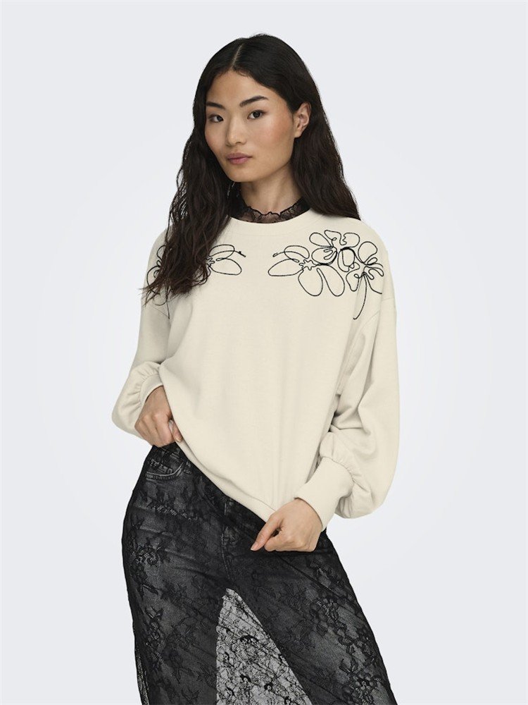 Μπλούζα φούτερ, ONLBROOKE L/S O-NECK DETAIL SWT, Only - XL
