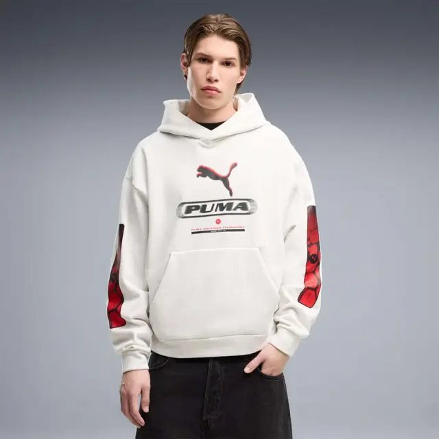 Puma Men's Sport Street Boxy Graphic Fleece Hoodie Άσπρο 694322-05 (Puma)