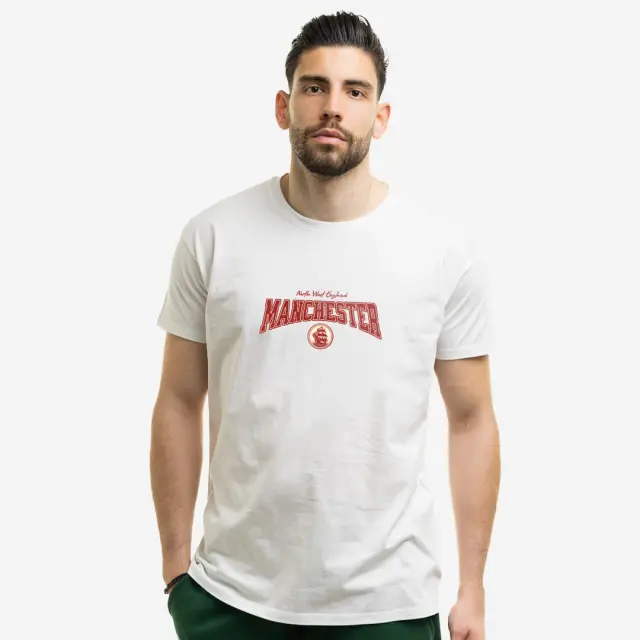 T-shirt Noshame® Λευκό με τύπωμα Manchester - 122563 - XXL