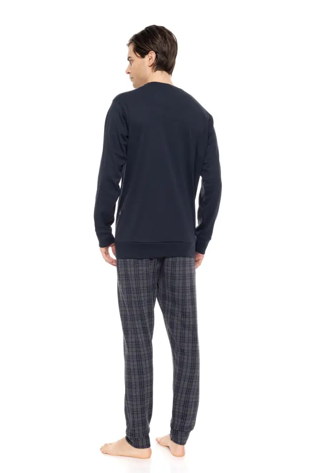 Ανδρική Πυτζάμα Jacquard Blue-Grey Plaid W-M700 Τύπος Ulisse 3