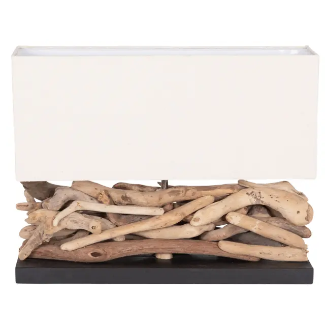 Επιτραπέζιο ορθογώνιο φωτιστικό Twiggy Driftwood & λευκό καπέλο 50x16,5x38 εκ. 3