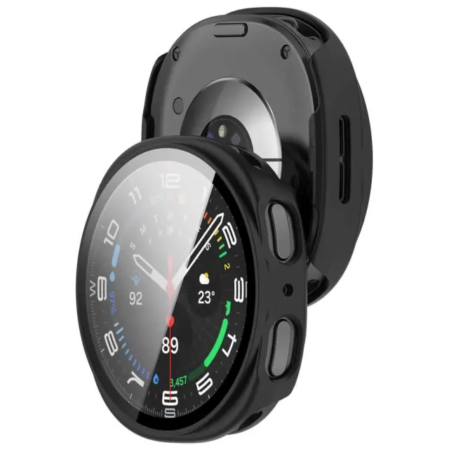Tech-protect Defense 2-pack Samsung Galaxy Watch 8 / 9 (44 Mm) Matte Black & Clear 3