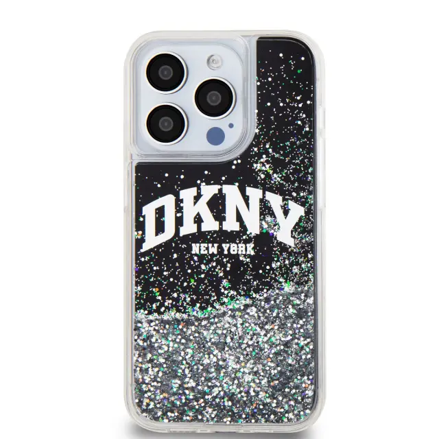 DKNY Liquid Glitter Arch Logo Case for iPhone 15 Pro Black 2