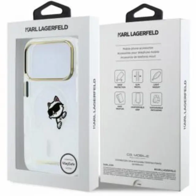 Θήκη PC/TPU Karl Lagerfeld Apple iPhone 18 Pro/ 17 Pro Magsafe IML Peekaboo Print & Metal Frame Choupette Διάφανο N71815 3