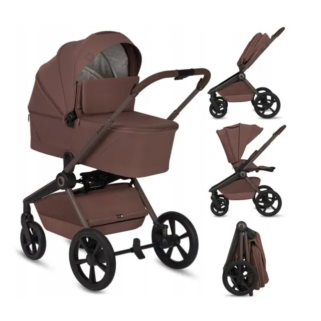 Πολυκαρότσι Lionelo Freya 3 σε 1 έως 22kg με αναδιπλούμενο Πορτ-Μπεμπέ Brown Chocolate
