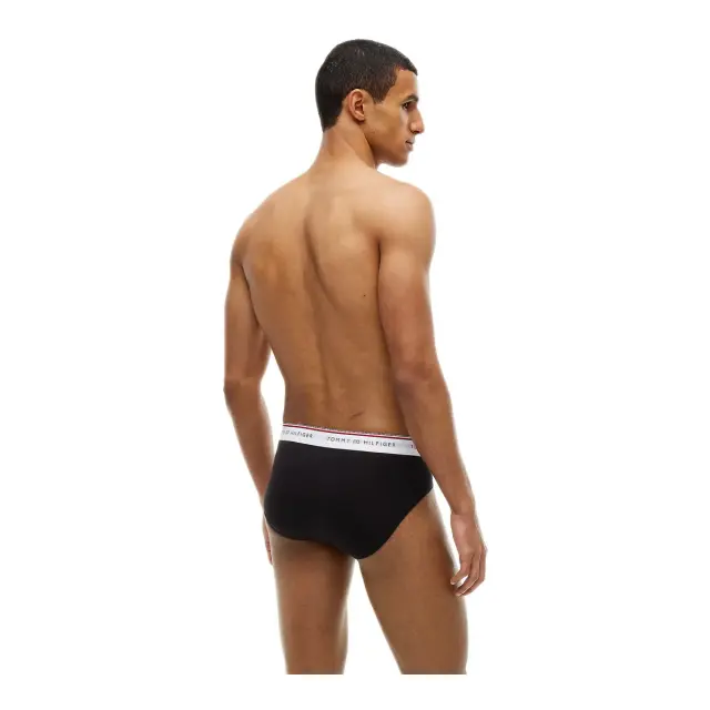 Tommy Hilfiger Ανδρικό Slip Global Stripe Logo Waistband Briefs - Τριπλό Πακέτο, Χρώμα Μαύρο-Μαύρο-Μαύρο 3