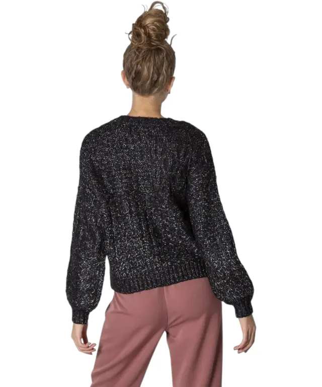 Desigual - Γυναικείο Πλεκτό Πουλóβερ Larache 21WWJFBM-2000 Μαύρο/Μεταλλιζέ - XL 3