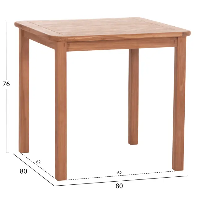 ΤΡΑΠΕΖΙ ΤΕΤΡΑΓΩΝΟ FB918122 ΞΥΛΟ TEAK--ΦΥΣΙΚΟ 80x80x76Υεκ. 2