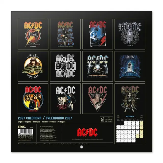 HMEΡΟΛΟΓΙΟ ΤΟΙΧΟΥ AC/DC 2027 30X30 CALENDAR CP27044 2