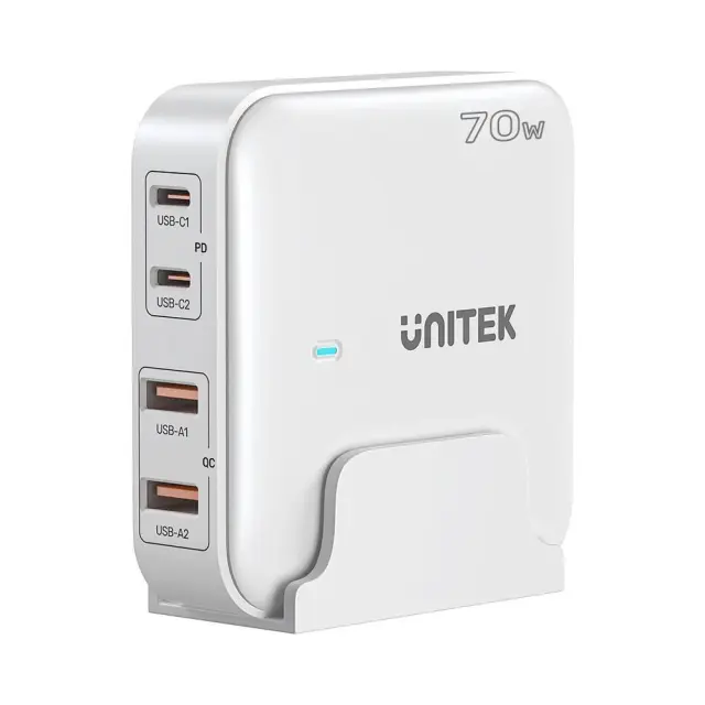 Unitek Desktop Charger GaN 70W 2xUSB-A 2xUSB-C White (P1228AWH01-EU)