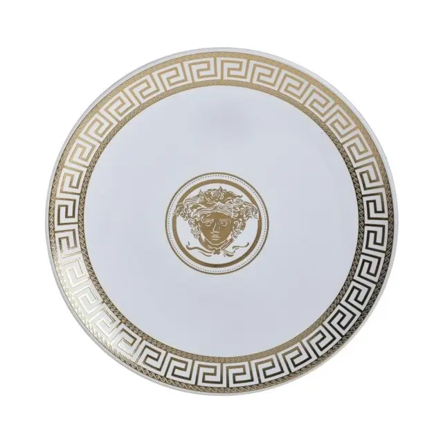 Πιατέλα Κεραμική Δ34cm Λευκή-Χρυσή Inart 3-70-902-0147