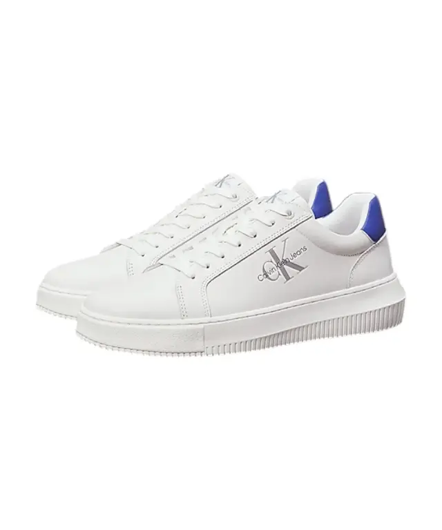 Calvin Klein - Cupsole Mono Lth Ανδρικά Chunky Sneakers YM0YM00681-01S Λευκό/Μπλε 2