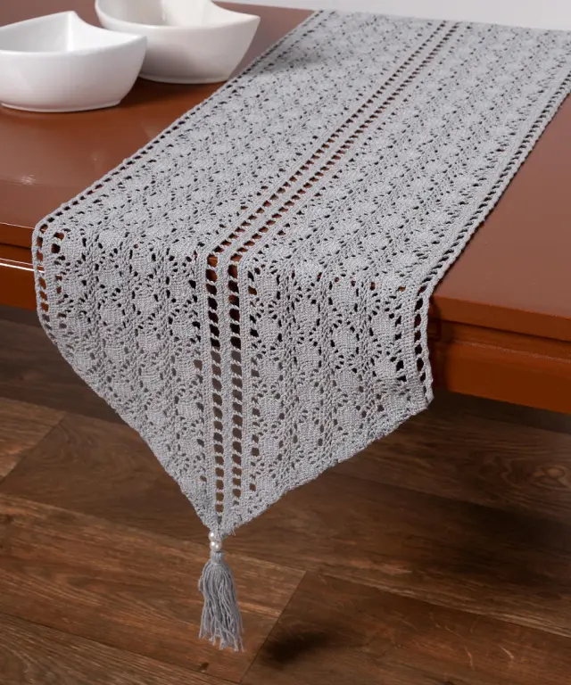 Πλεκτή τραβέρσα c210 (32cm x 160cm) γκρί - -