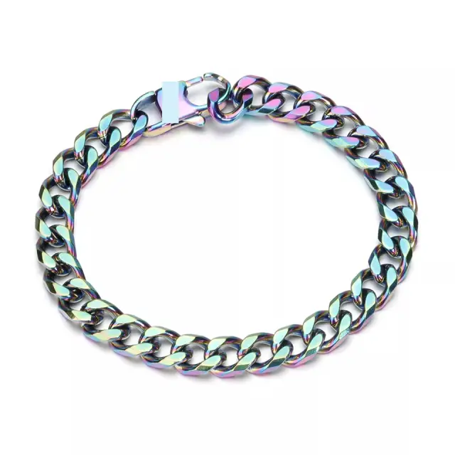 10mm Πολύχρωμο Chain Βραχιόλι Ανοξείδωτο Ατσάλι 18cm