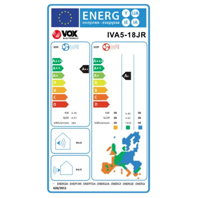 Κλιματιστικό 18000BTU A++ Με Αφυγραντήρα Και Wi-Fi VOX IVA5-18JR 3