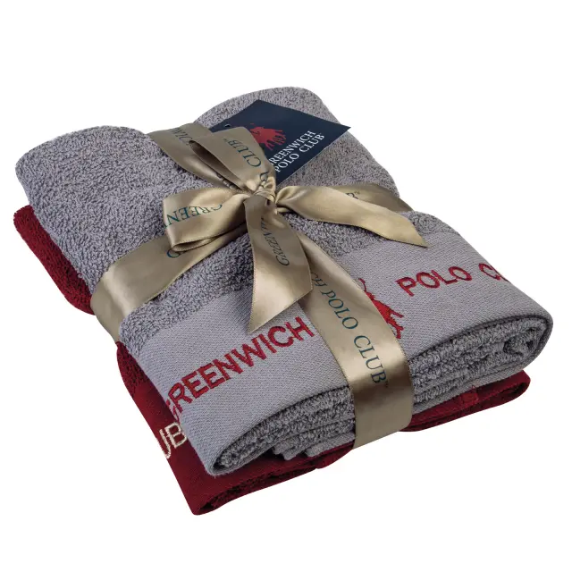 Πετσέτες Προσώπου 50Χ90 Σετ 2 Τεμ Essential Greenwich Polo Club 2662 Γκρι-Μπορντώ 2