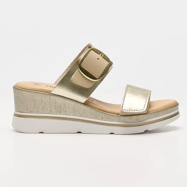 Comodissima Πέδιλα Γυναικείο δέρμα Χρυσό COM/329650 PLATINO/BEIGE