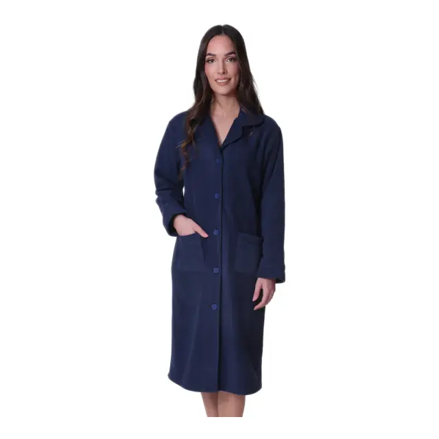 Lydia Creations Γυναικεία Ρόμπα Fleece Κουμπωτή LC, Χρώμα Σκούρο Μπλε
