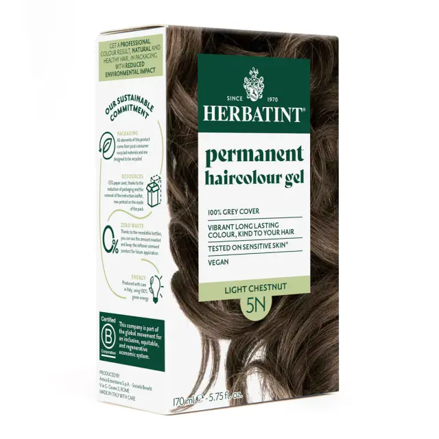 Herbatint Permanent Gel Βαφή Μαλλιών Χωρίς Αμμωνία 5N Καστανό Ανοιχτό 170ml