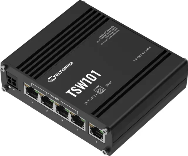Teltonika TSW101 Unmanaged L2 PoE+ Switch με 5 Θύρες Gigabit (1Gbps) Ethernet