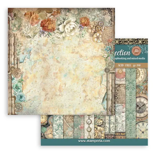 Χαρτιά scrapbooking 10τεμ, 30.5×30.5cm Stamperia, Gardens of Time, Backgrounds 2