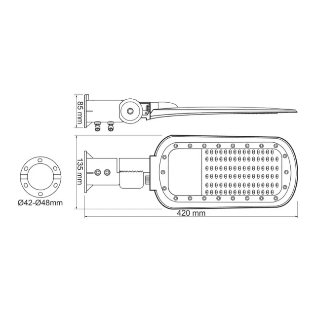 LED ΦΩΤΙΣΤΙΚΟ ΟΔΙΚΟΥ ΓΚΡΙ 230V AC 20W 4000K 2800LM 140x90˚ CLASS I IP66 / NORD2040 3