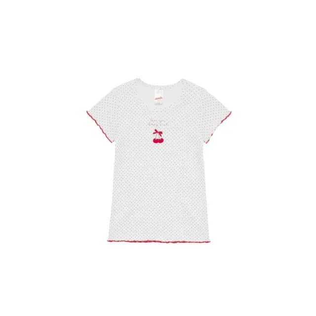 Minerva Παιδικό Φανελάκι Κορίτσι Love Cherry, Χρώμα White-Black Dots