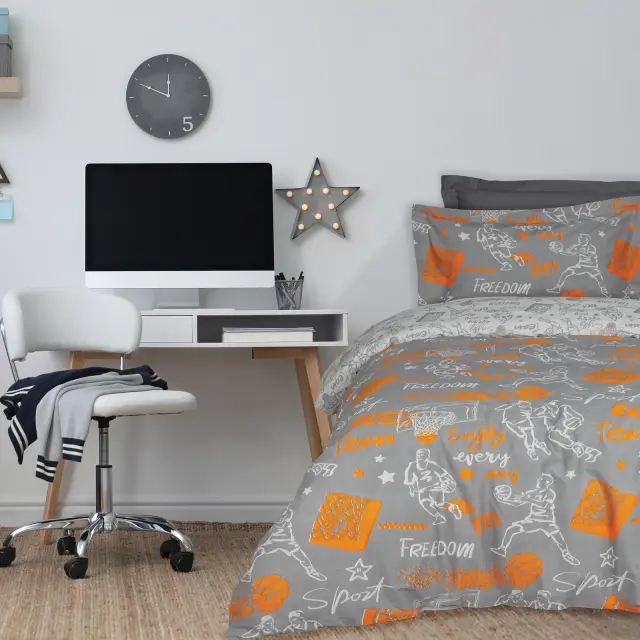 Σετ Σεντόνια 170x260 Μονά Das Home 4941 Grey-Orange 100% βαμβακερόΧωρίς Λάστιχο