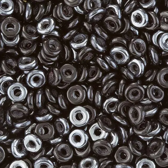 Χάντρα Czech O Beads 3.8mm - Jet Hematite ~7gr