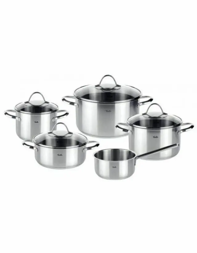 Fissler Paris Line Σετ Κατσαρόλες από Ανοξείδωτο Ατσάλι Ασημί 5τμχ
