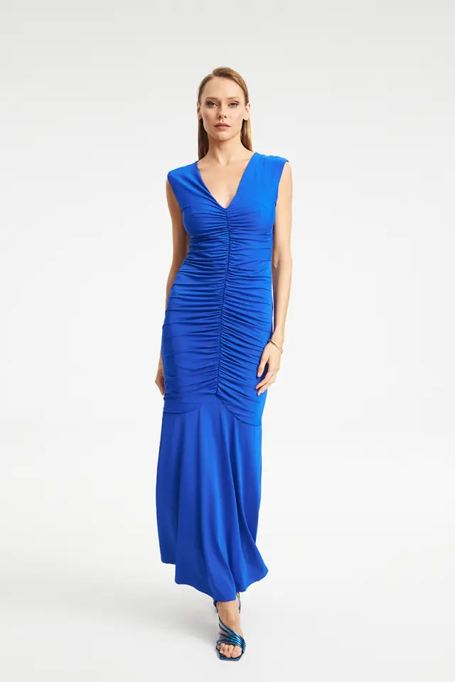 Maxi Φόρεμα με Σούρες & V Ντεκολτέ ALFIE DRESS - XS 2