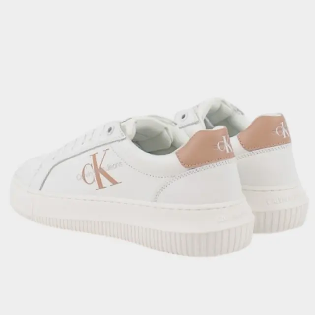 Calvin Klein - Γυναικεία Δερμάτινα Sneakers Chunky Cupsole Mono Wn YW0YW00823-0K6 Λευκό - 38 3