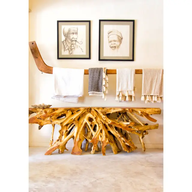 Κονσόλα από μασίφ ξύλο TEak φυσικό 120x40x70Y EK. 3