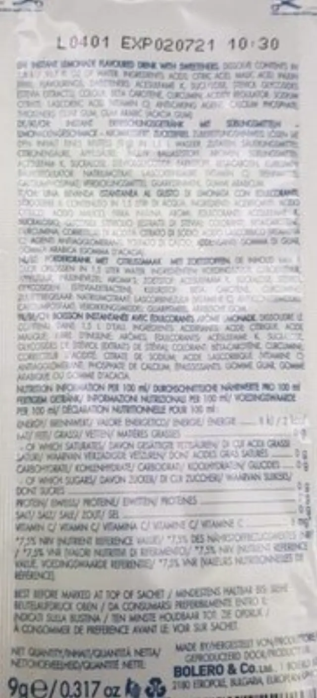 BOLERO Λεμονάδα - Χυμός σε σκόνη για 1,5L (σακουλάκι 9γρ) 3