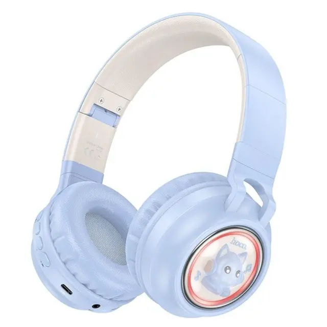 Hoco Ασύρματα/Ενσύρματα Over Ear Ακουστικά Μπλε W50